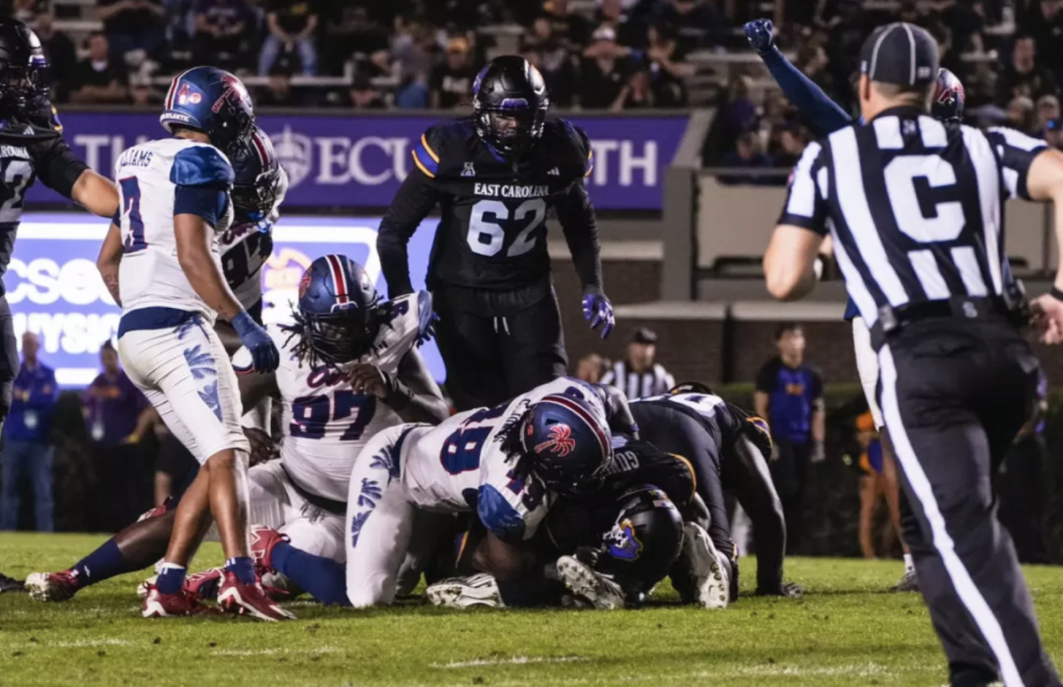 FAU's defense stopping ECU on one of their drives on Nov. 7 where FAU lost 49-14. 